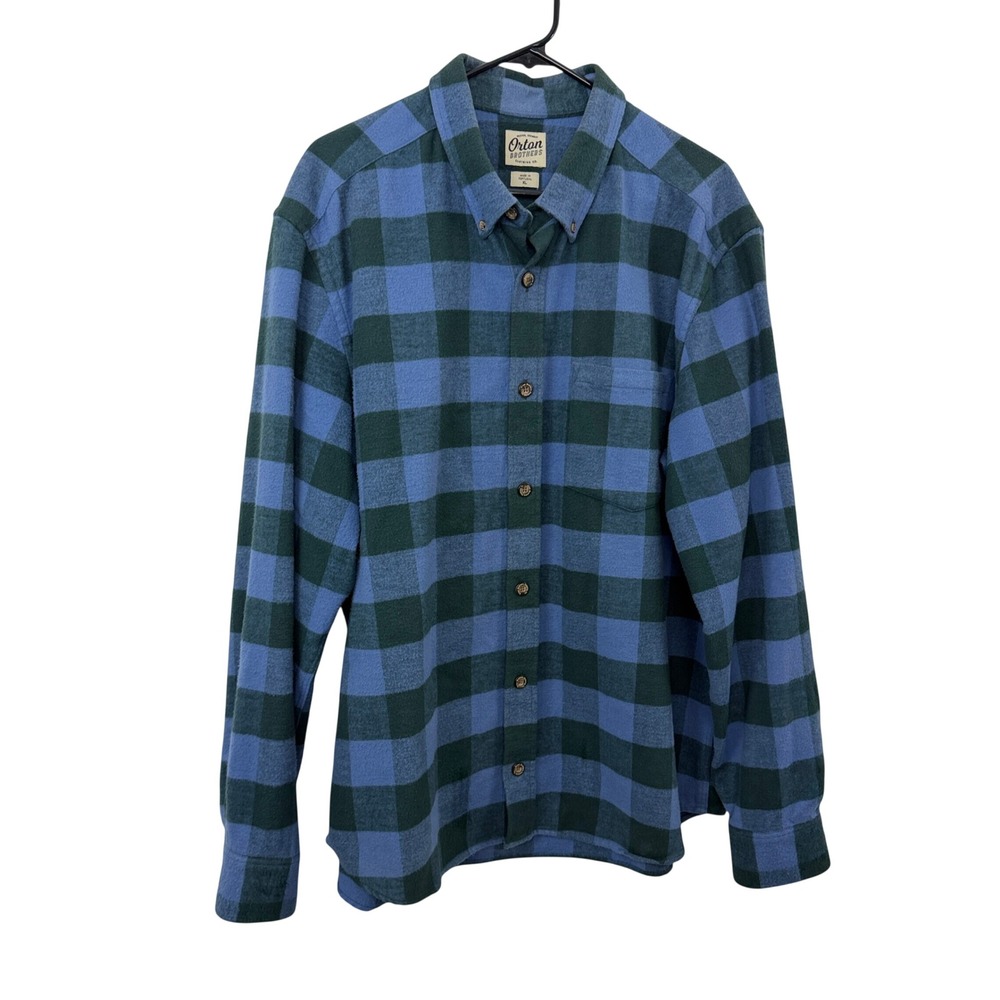 Orton Brothers Shirt Mens XL Blue Plaid Flannel Button Down Long Sleeve Cotton